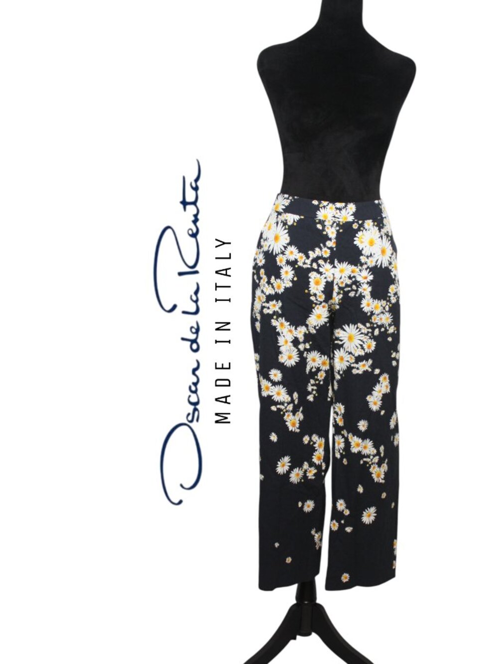 Oscar De La Renta Daisy Print Tailored Pants Size 8